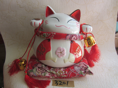 【陶瓷工艺品精典宝贝(招财猫存钱罐摆饰)3201】价格,厂家,图片,塑料、树脂工艺品,德化县印艺印刷有限责任公司-