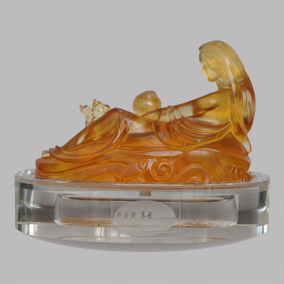 【母亲河·圣水黄河源水高档水晶琉璃雕像工艺品摆件(中号)】价格,厂家,图片,水晶工艺品,宁夏黄河圣水贸易-