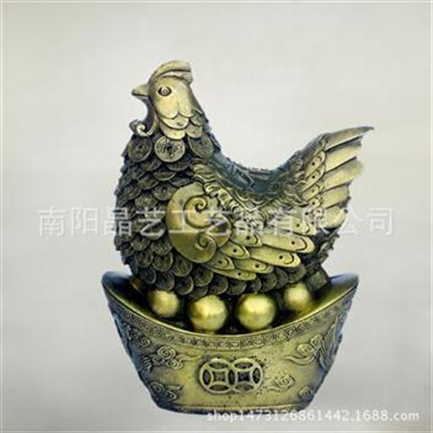纯铜鸡摆件元宝孵蛋母鸡老母鸡招财送子家居装饰工艺品风水摆设