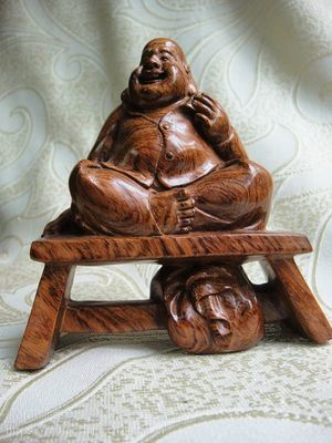 供应越南黄花梨木弥勒佛摆件工艺品 越黄板凳罗汉布袋佛和尚摆件木雕